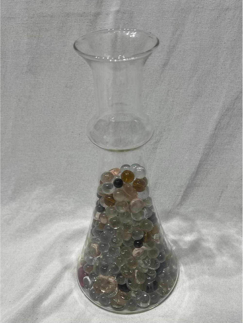 glass carafe/vase filled with decorative glass Marbles